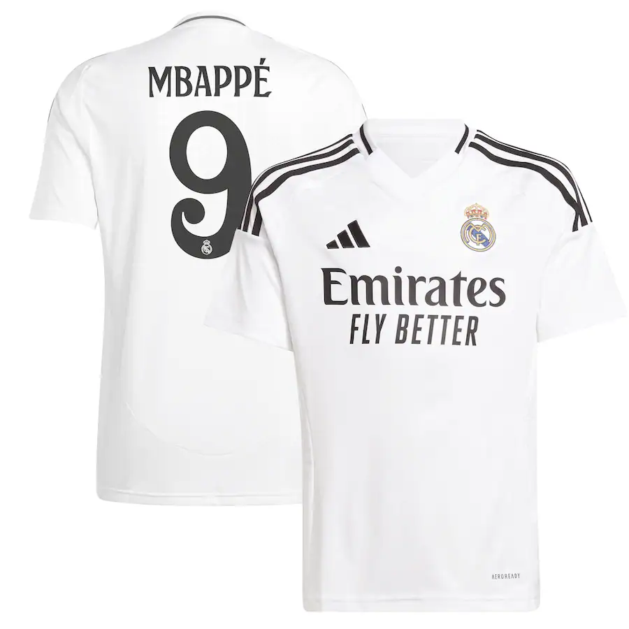 Kylian Mbappe Real Madrid Youth Home Jersey 2024 25 Eurosport Soccer kylian-mbappe-real-madrid-youth-home-jersey-2024-25-eurosport-soccer