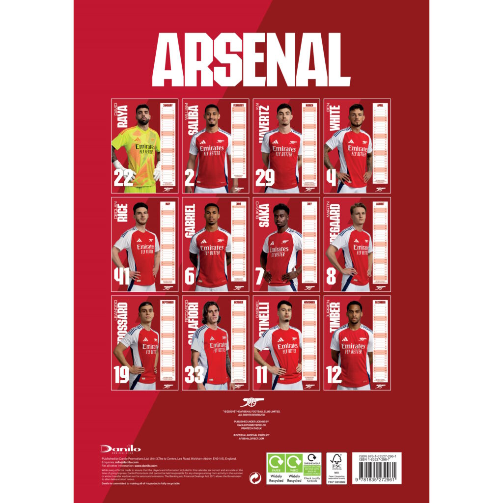 Arsenal 2025 Calendar Eurosport Soccer Stores