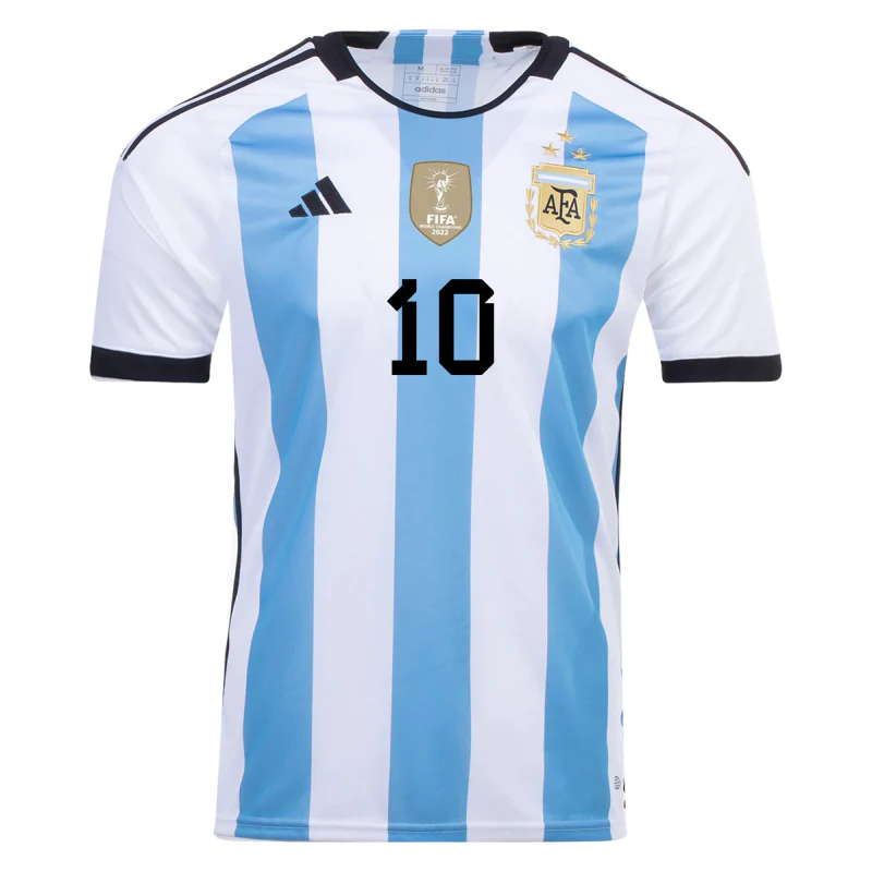 Lionel Messi Argentina Winners 3 Star Home Jersey Eurosport