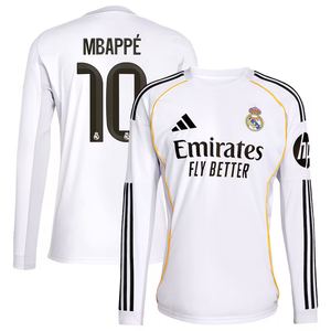 Kylian Mbappé Real Madrid Long Sleeve Home Jersey 2025/26