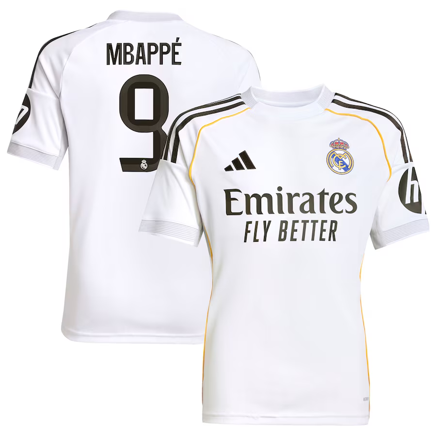 Real Madrid MBAPPÉ 9 ユニフォーム Kylian Mbappe Real Madrid Youth Home Jersey 2025/26