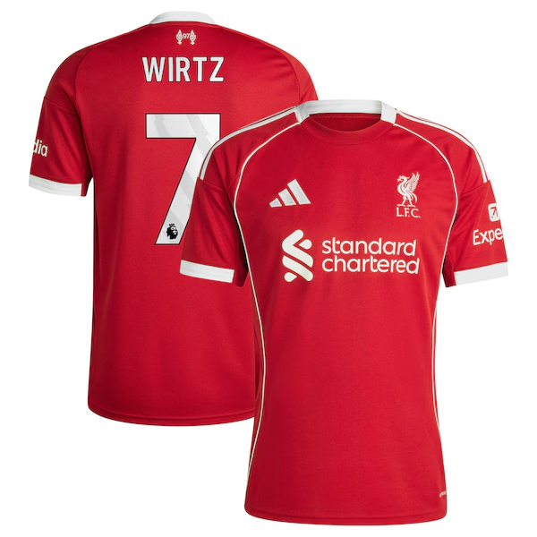 Florian Wirtz adidas Liverpool Home Jersey 2025/26 Red – Eurosport Florian Wirtz adidas Liverpool Home Jersey 2025/26 Red – Eurosport