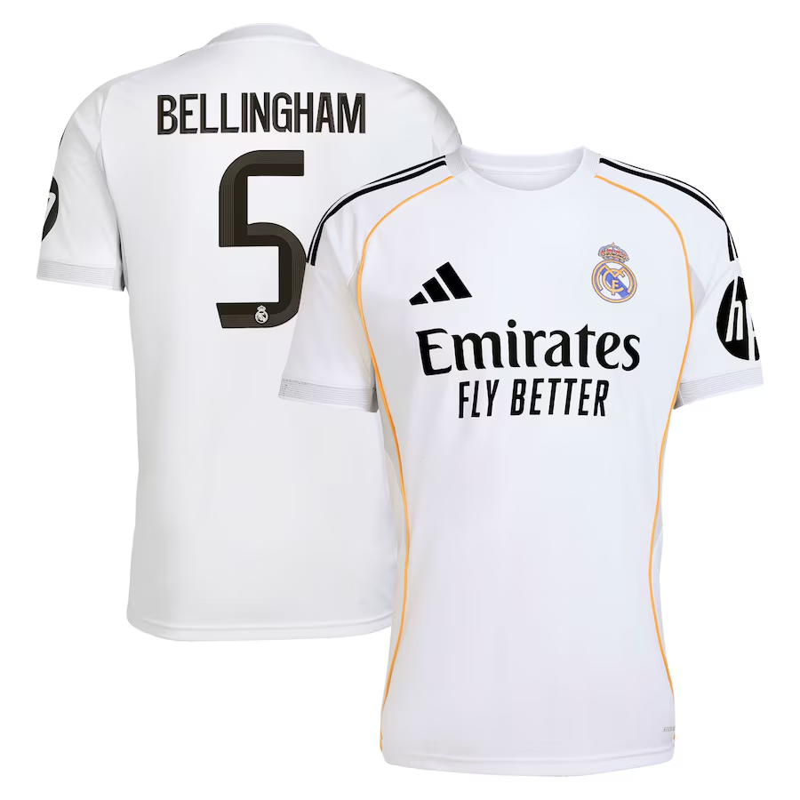 REAL MADRID BELLINGHAM 5 ジャージ Jude Bellingham Real Madrid Home Jersey 2025/26 – Eurosport Soccer