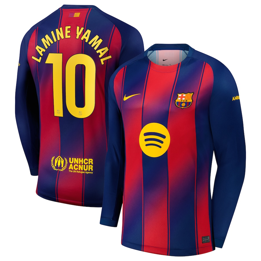 Lamine Yamal Nike Barcelona Home Long Sleeve Jersey 2025/26