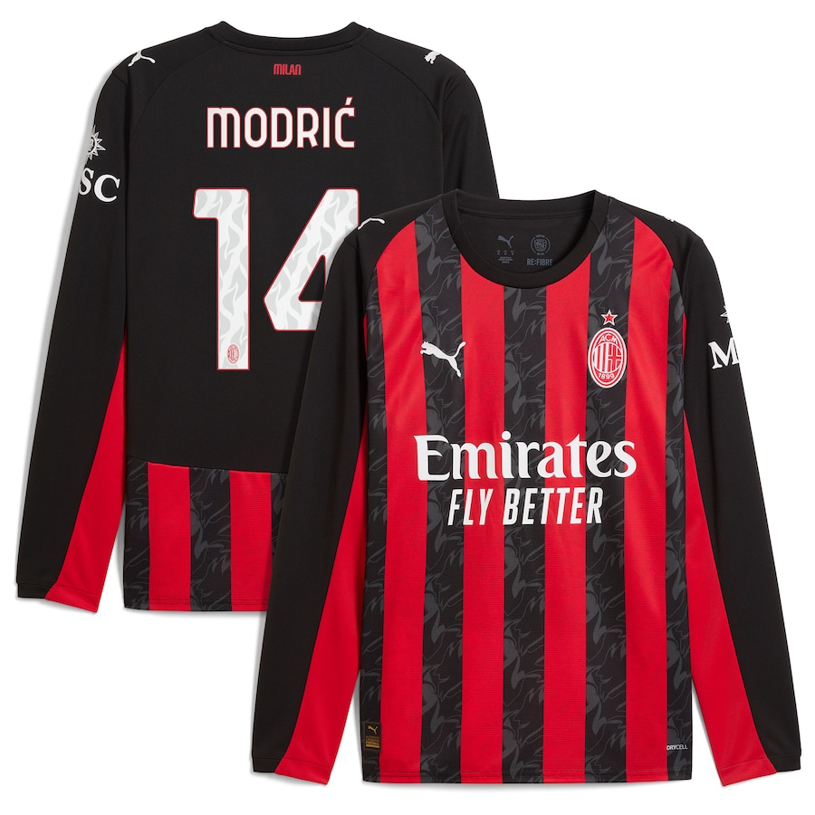 AC Milan ユニフォーム 長袖 MODRIC 14 Luka Modric AC Milan Home Long Sleeve Jersey 2025/26 Puma