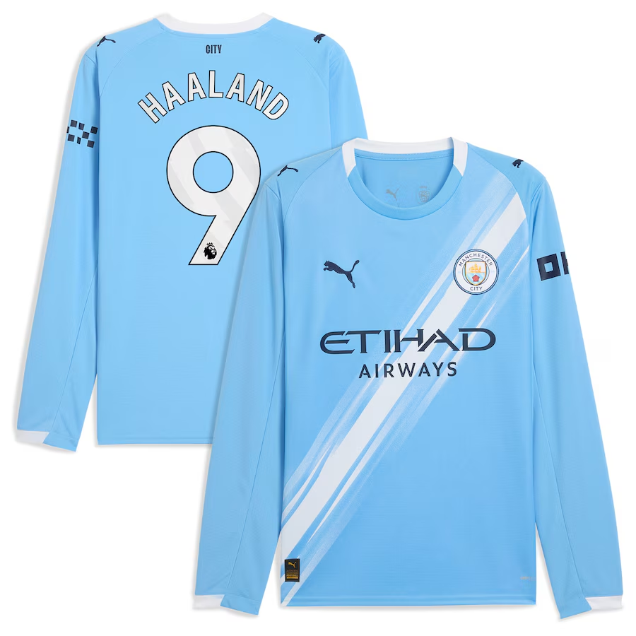 Erling Haaland Manchester City Home Long Sleeve Jersey 2025/26
