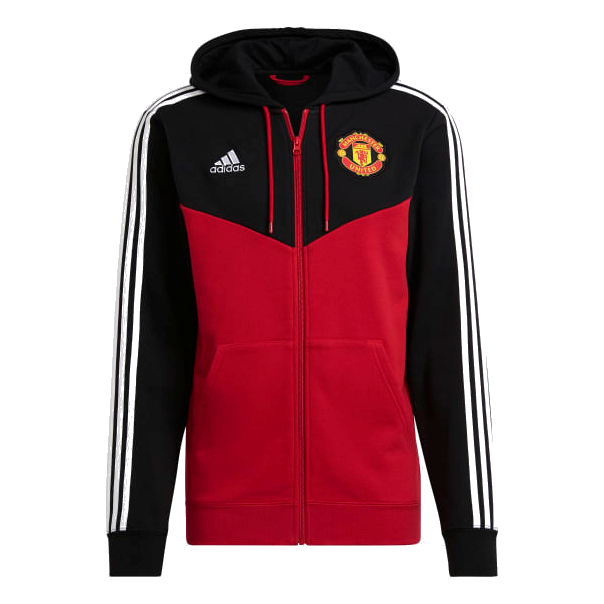 adidas Manchester United 3 Stripes Full Zip Hoodie 2021 22